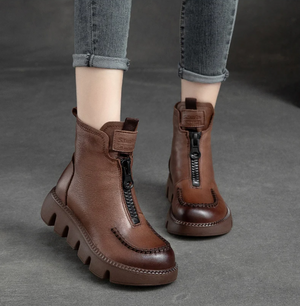 Roman Vintage Zipper Leather Boots